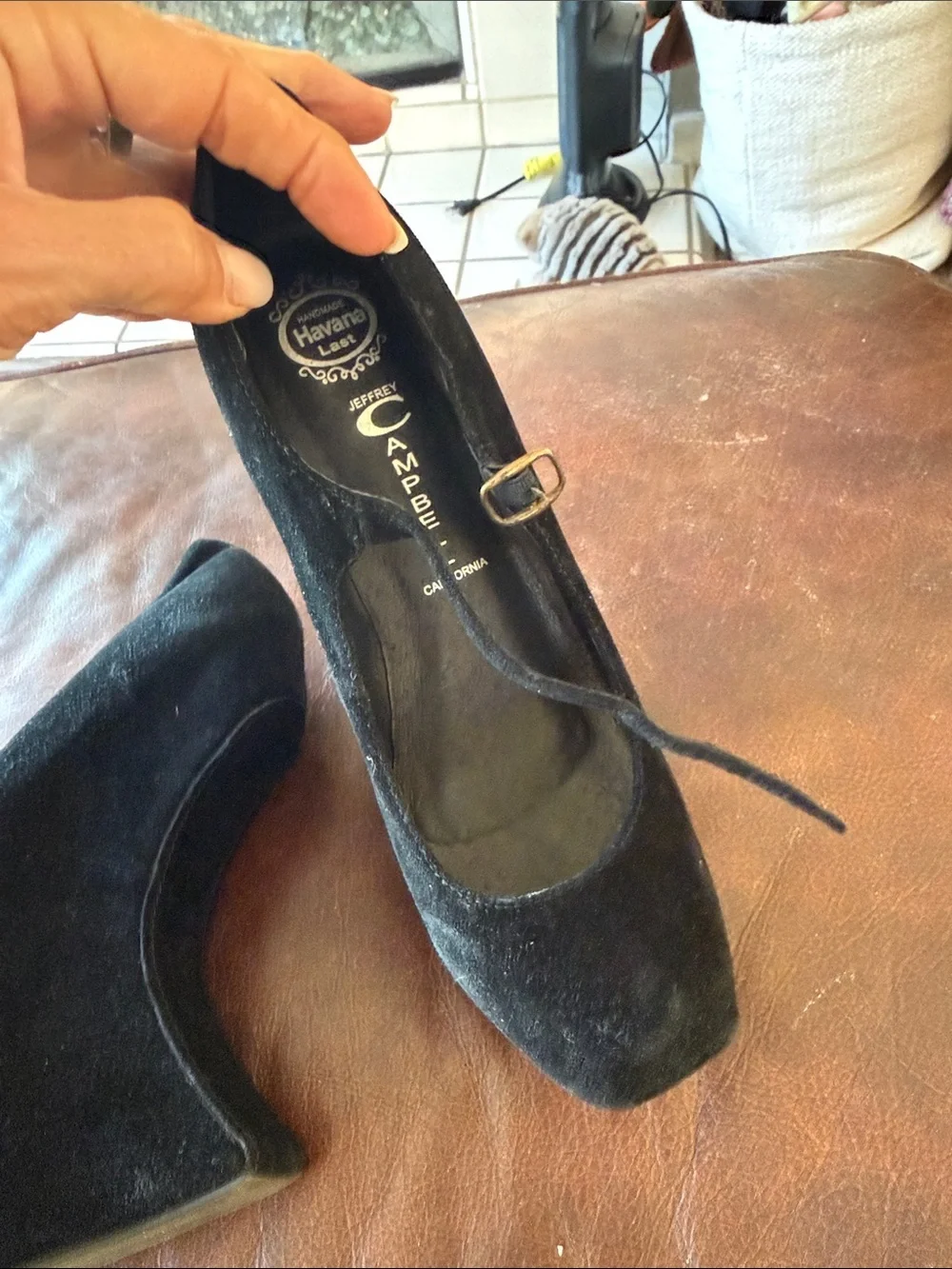 Jeffrey Campbell Havana Last Black Suede Platform Mary Jane Wedge Heels Size 7